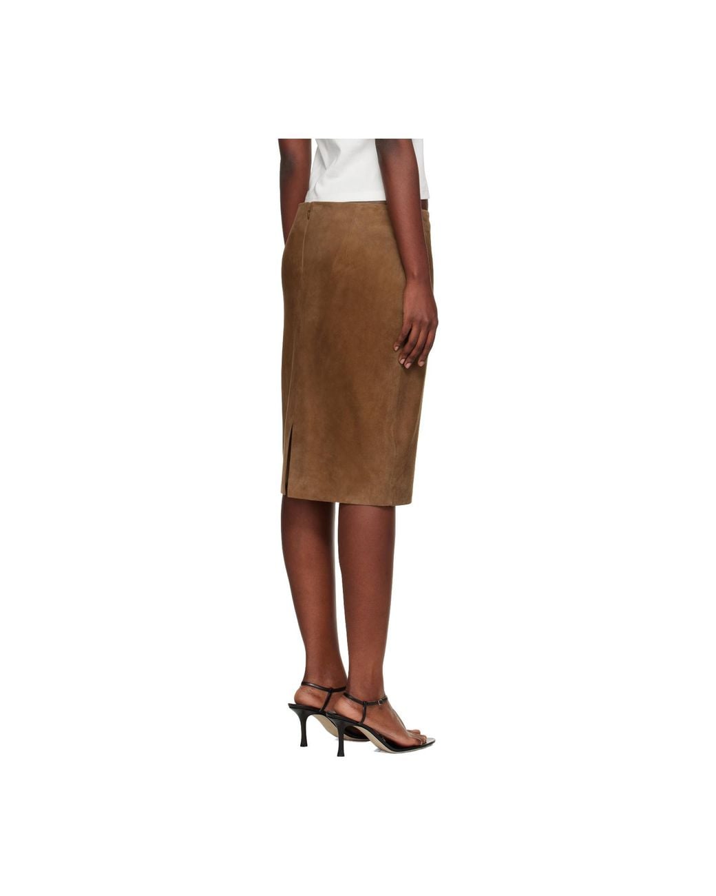 St. Agni Brown Pencil Zip Skirt