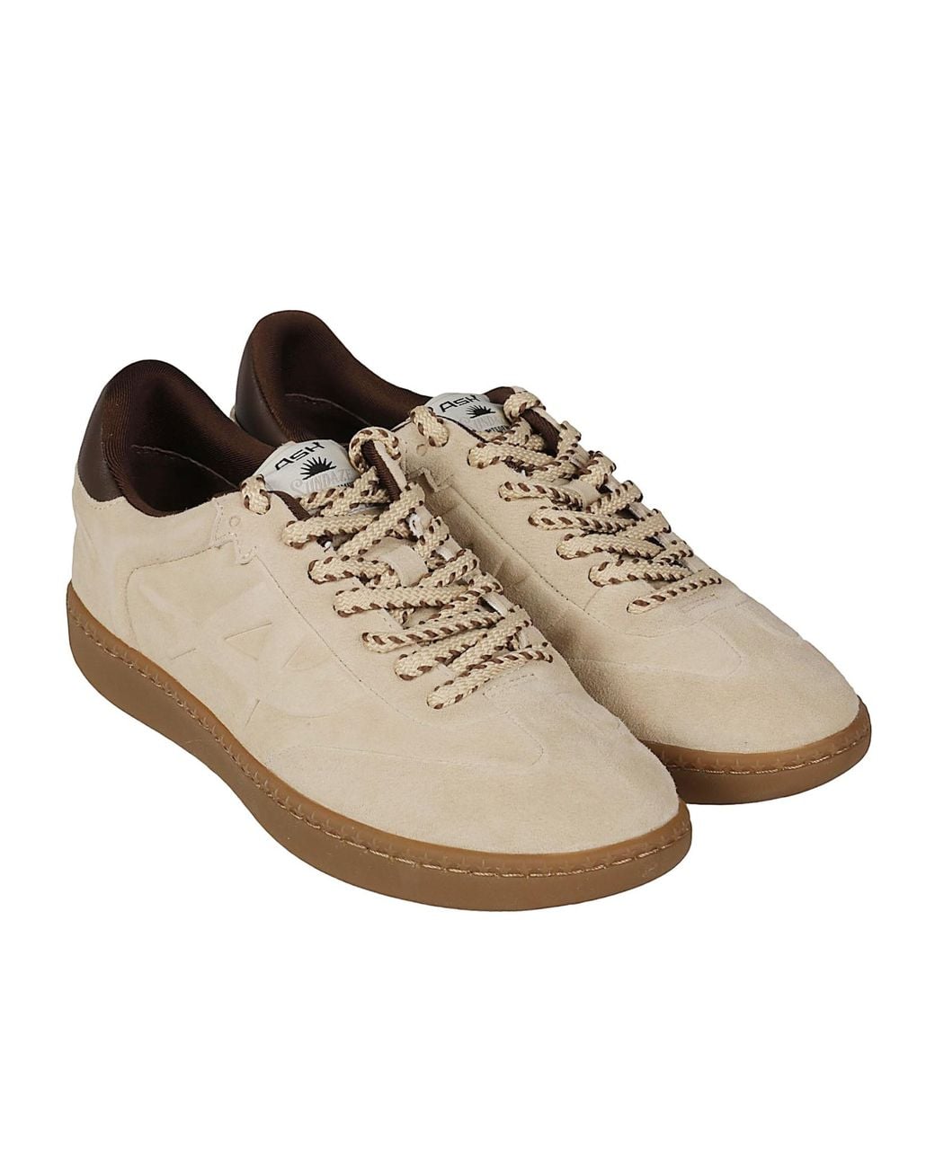 Ash Brown Round-Toe Lace-Up Sneakers