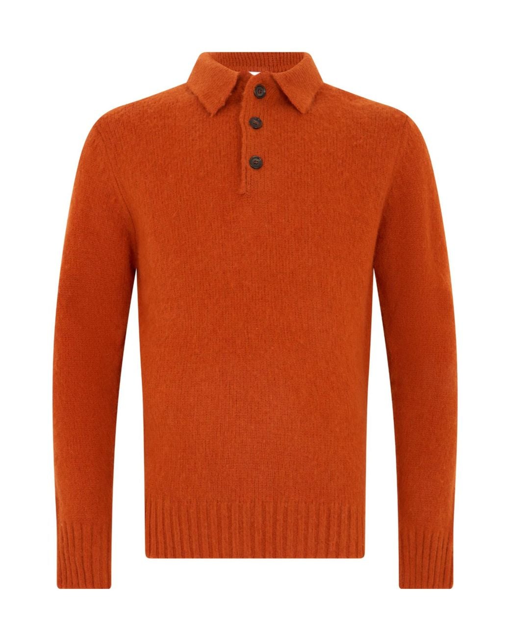Aspesi Orange Long-Sleeved Polo Collar Sweater for men
