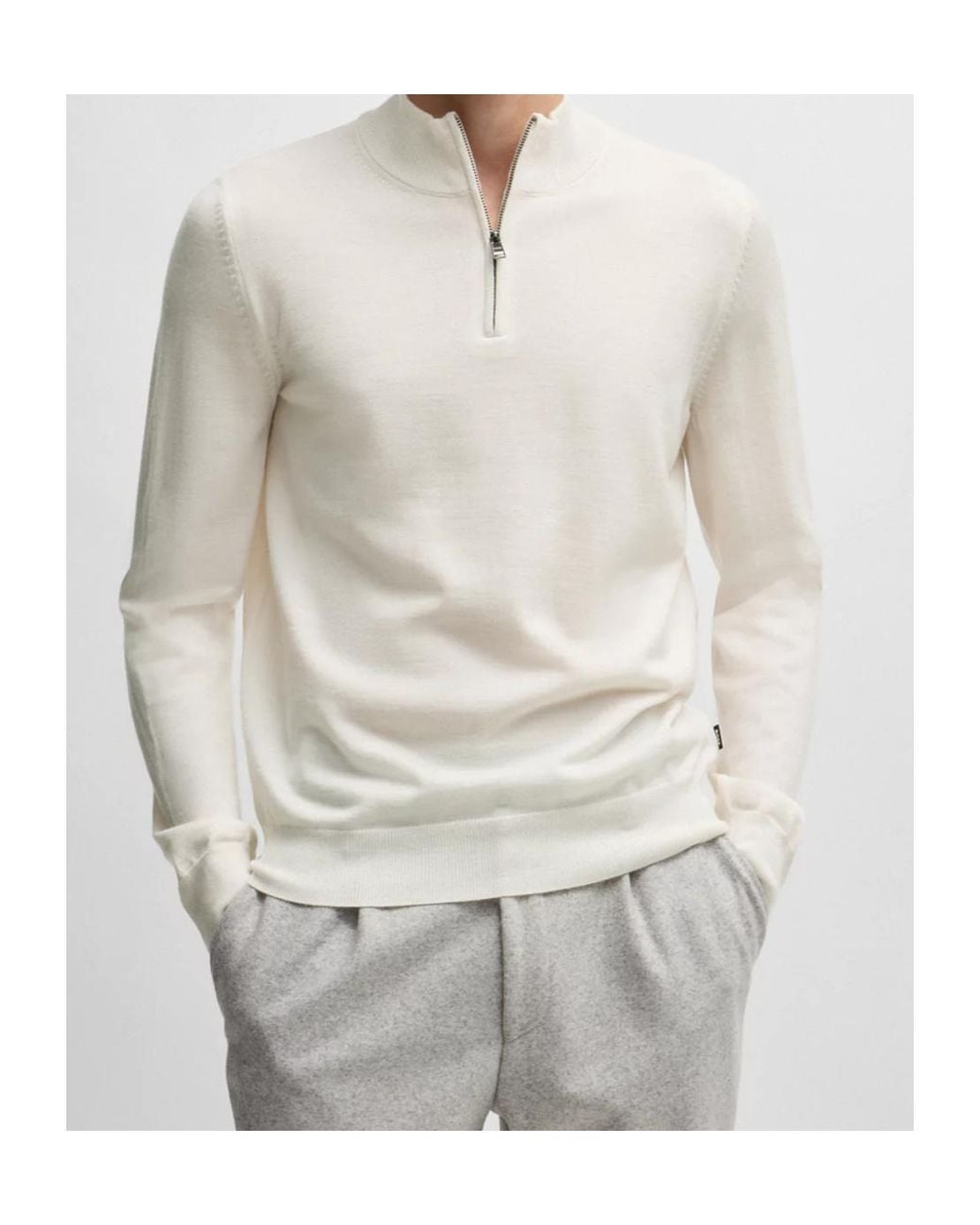 Boss White Boss Half-Zip Knitted Jumper for men