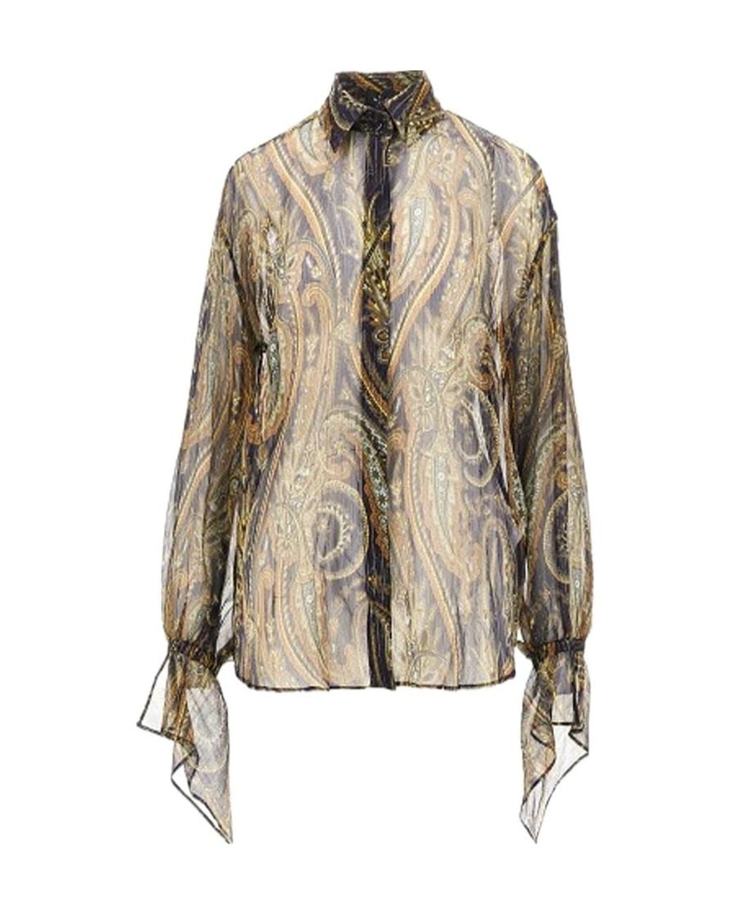 Etro Natural Paisley-Print Silk-Blend Shirt