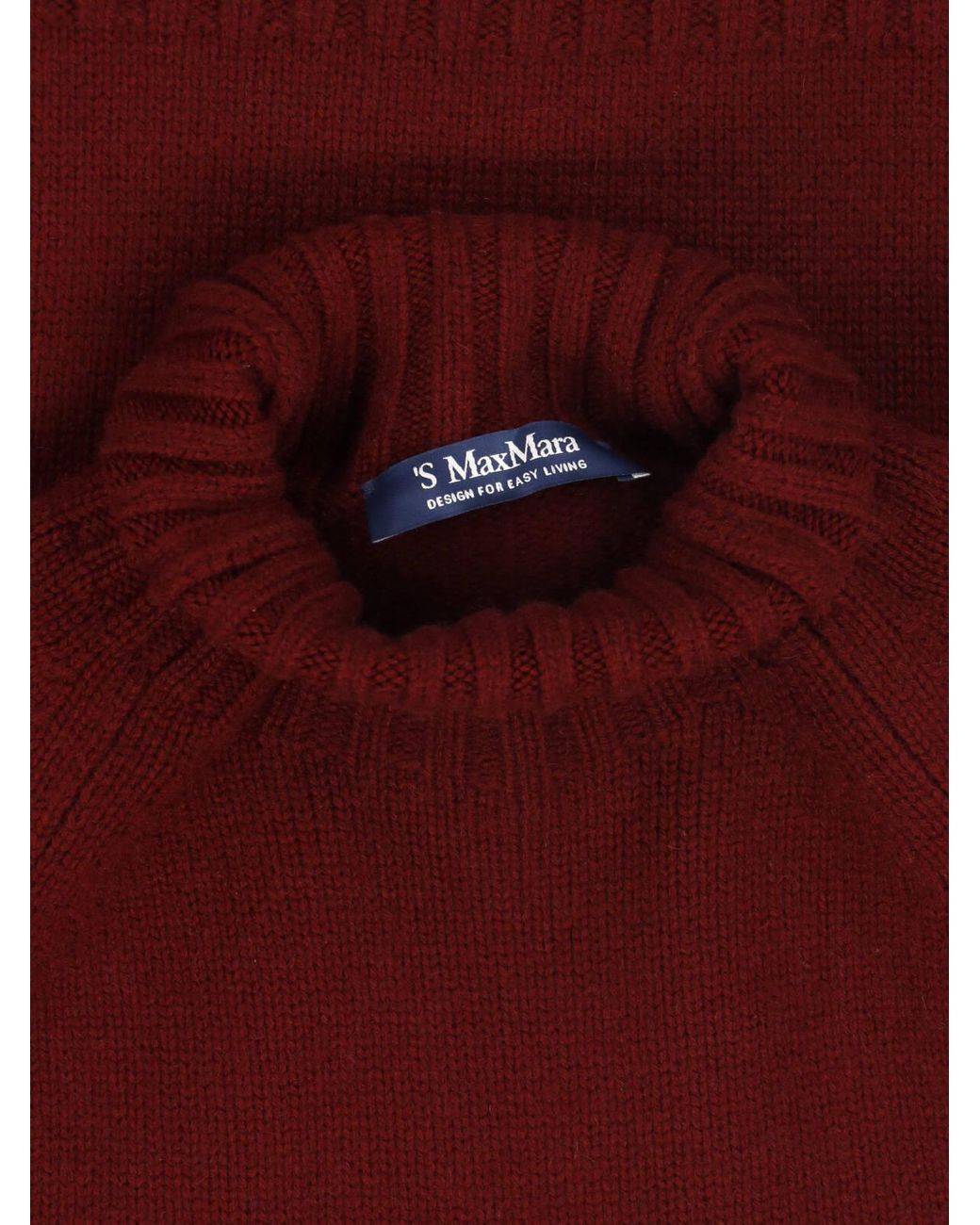 Max Mara Red Mantova Ribbed High Neck Sweater