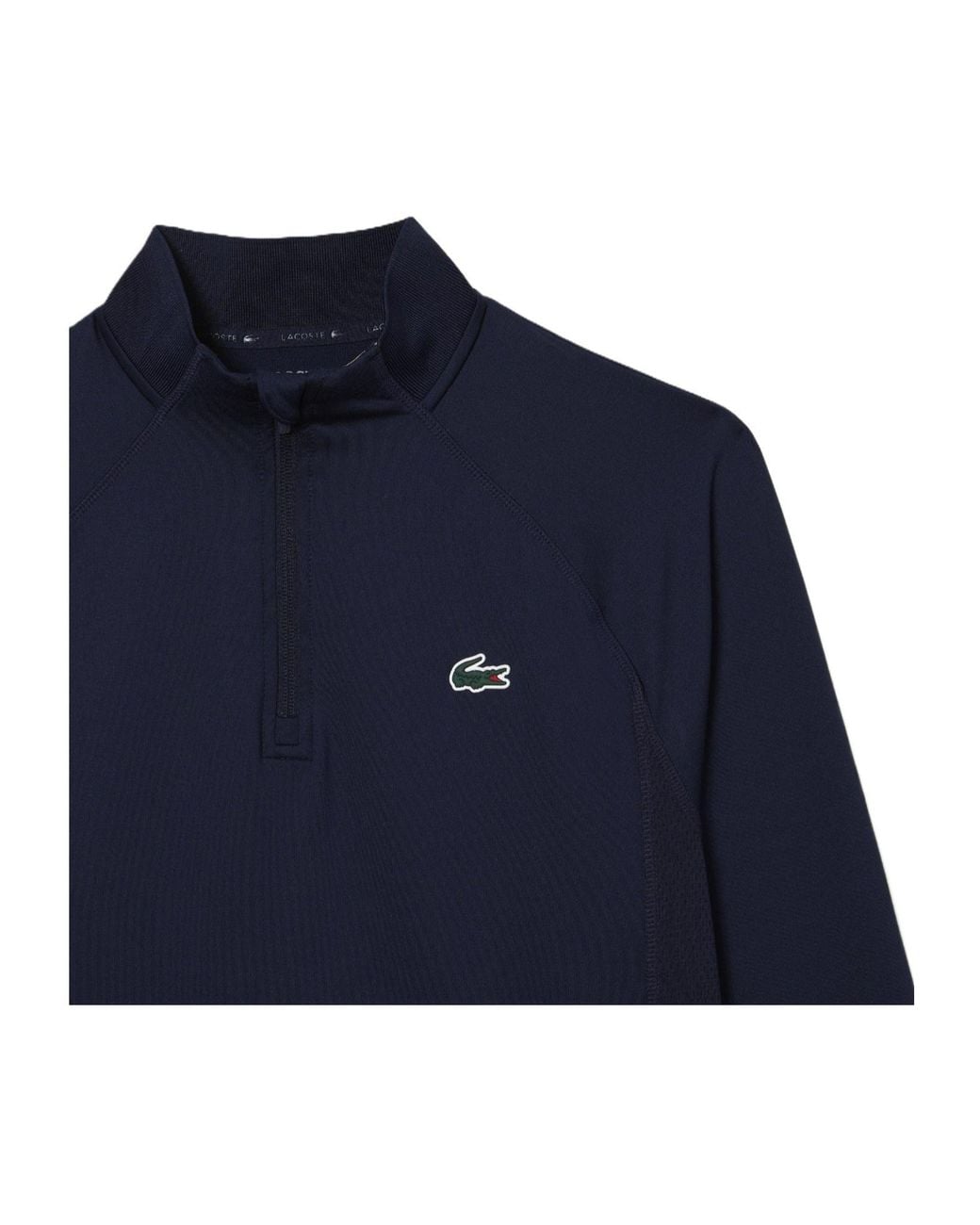 Lacoste Blue Half-Zip Stand Collar Raglan Long Sleeve Top for men