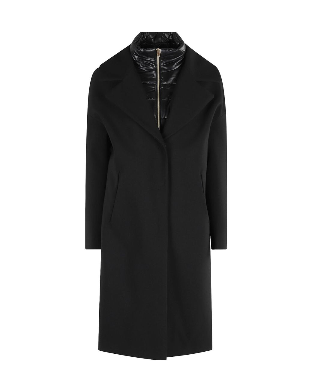 Herno Black Single-Breasted Twill Coat