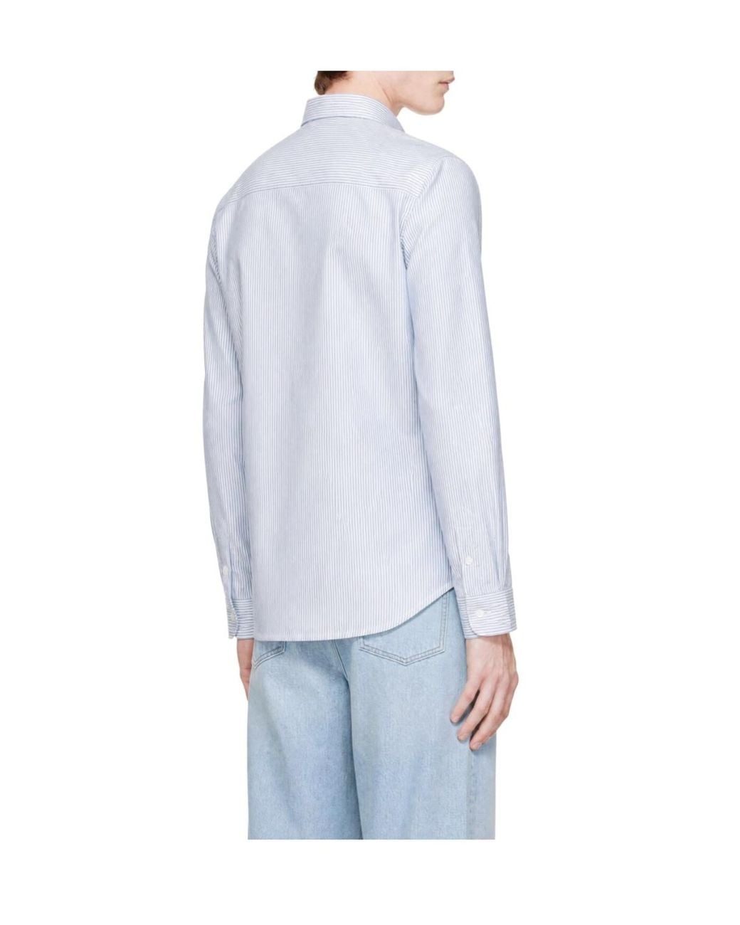 A.P.C. White Striped Button-Down Shirt for men