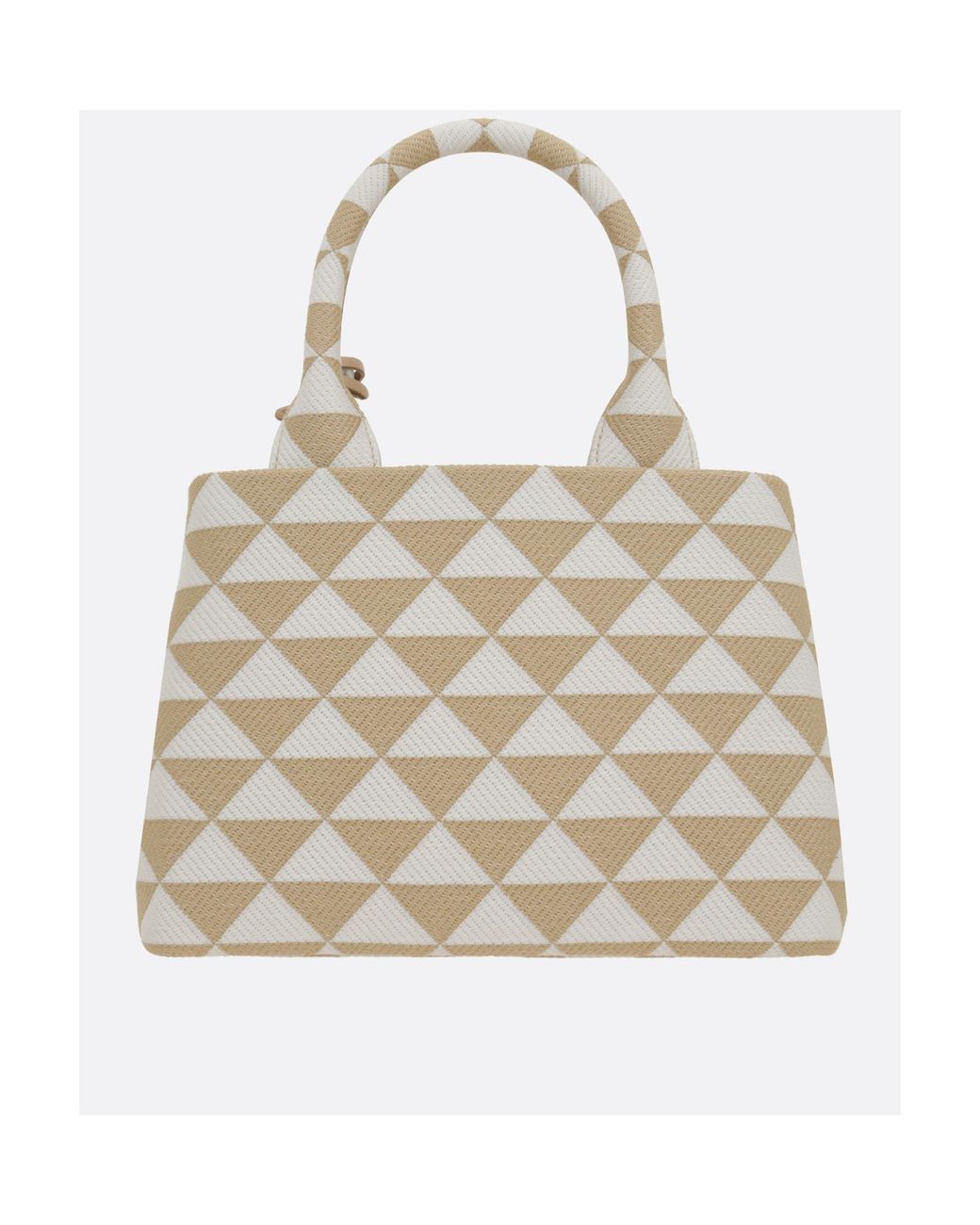 Prada Natural Symbole Embroidered Top Handle Bag