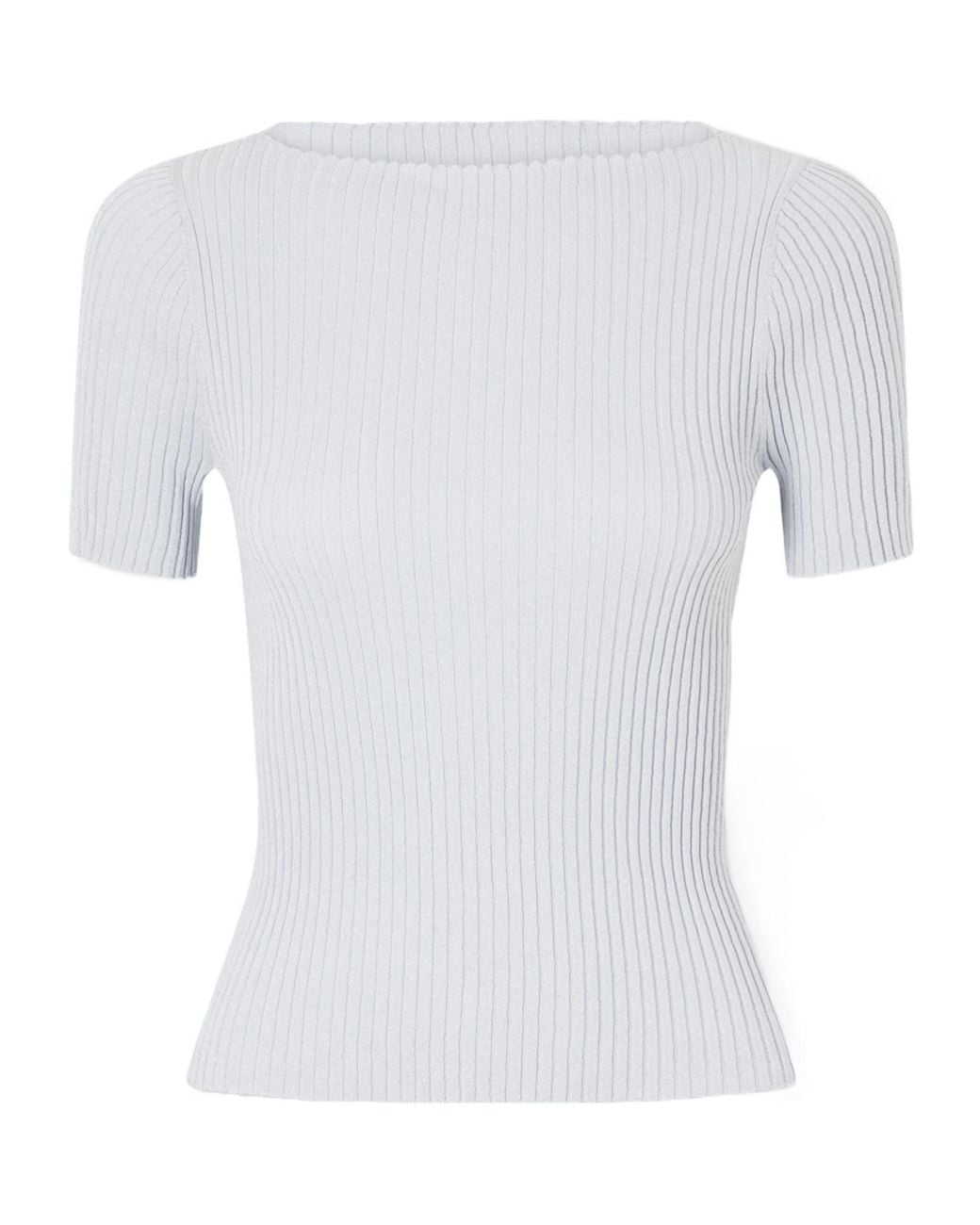 Leset White Blake Metallic Ribbed-Knit T-Shirt