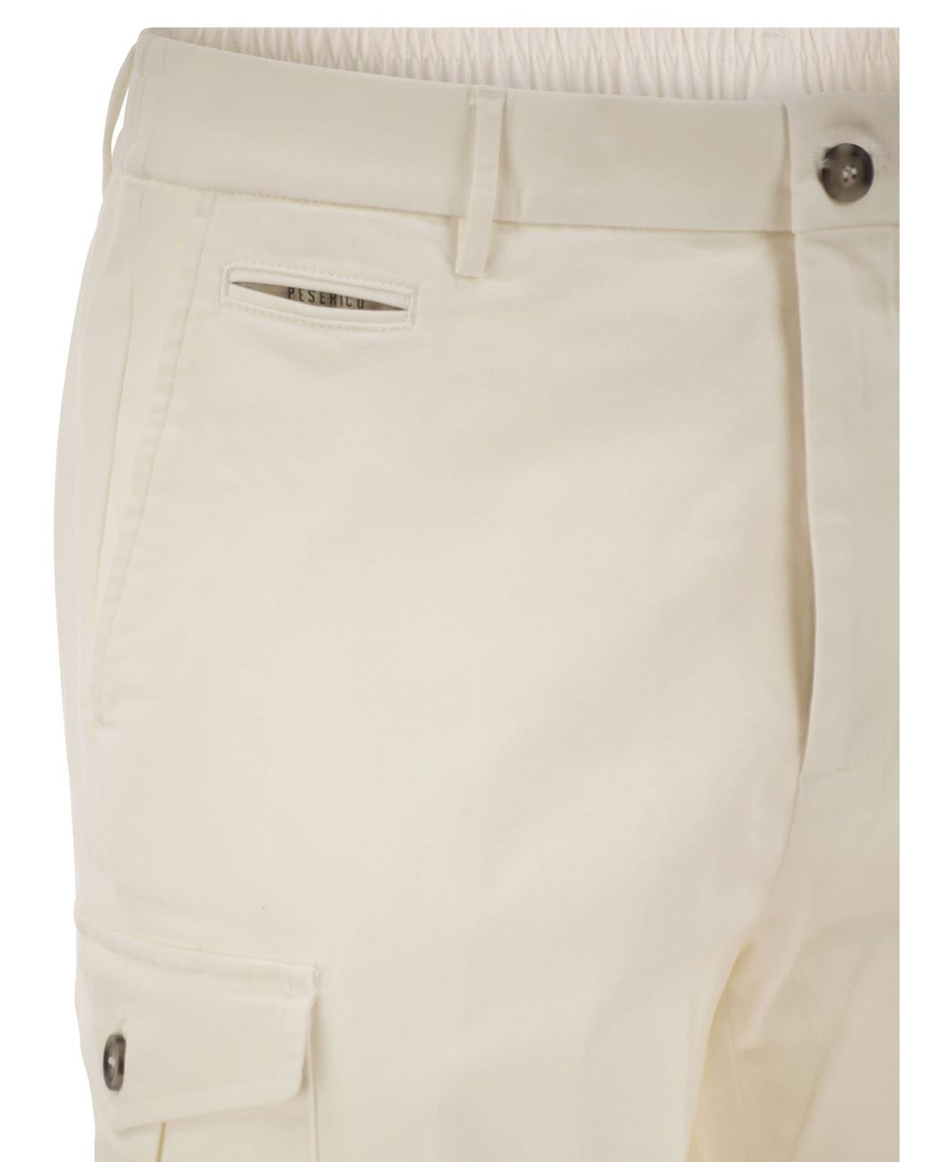 Peserico White Tailored Cargo Trousers for men