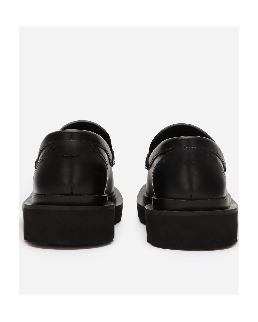Dolce & Gabbana Black Logo Plaque Square-Toe Loafers