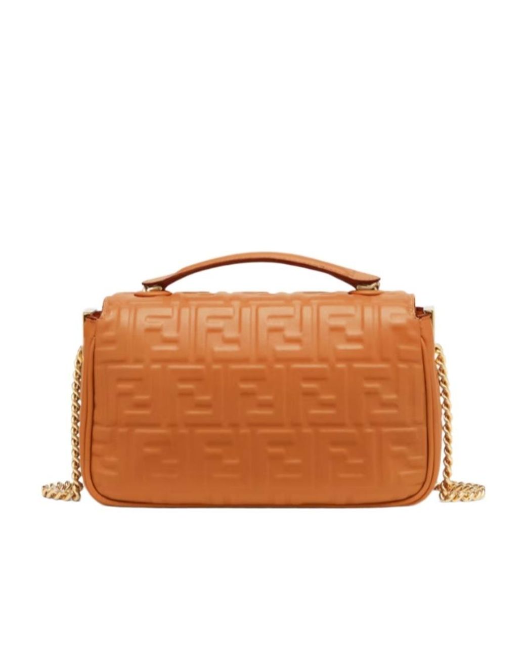 Fendi Orange Baguette Chain Midi Shoulder Bag