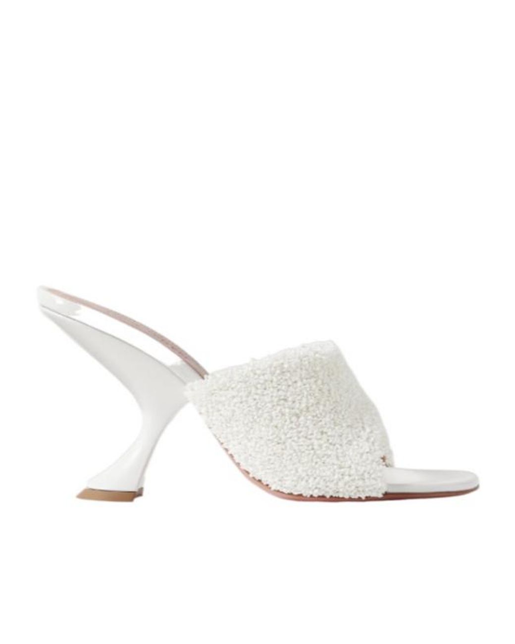 AMINA MUADDI White Leather-Trimmed Raffia Mules