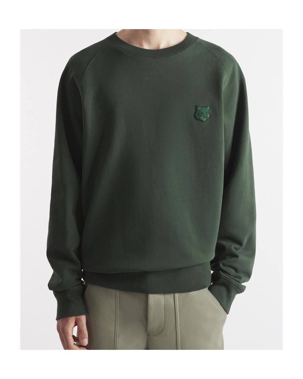 Maison Kitsuné Green Maison Kitsuné Bold Fox Head Patch Oversized Sweatshirt for men