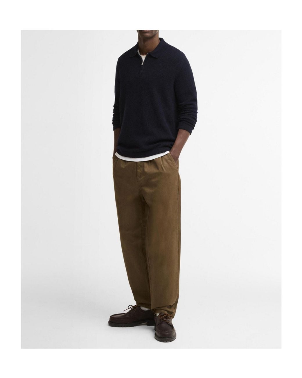 Barbour Blue Collared Knit Sweater for men