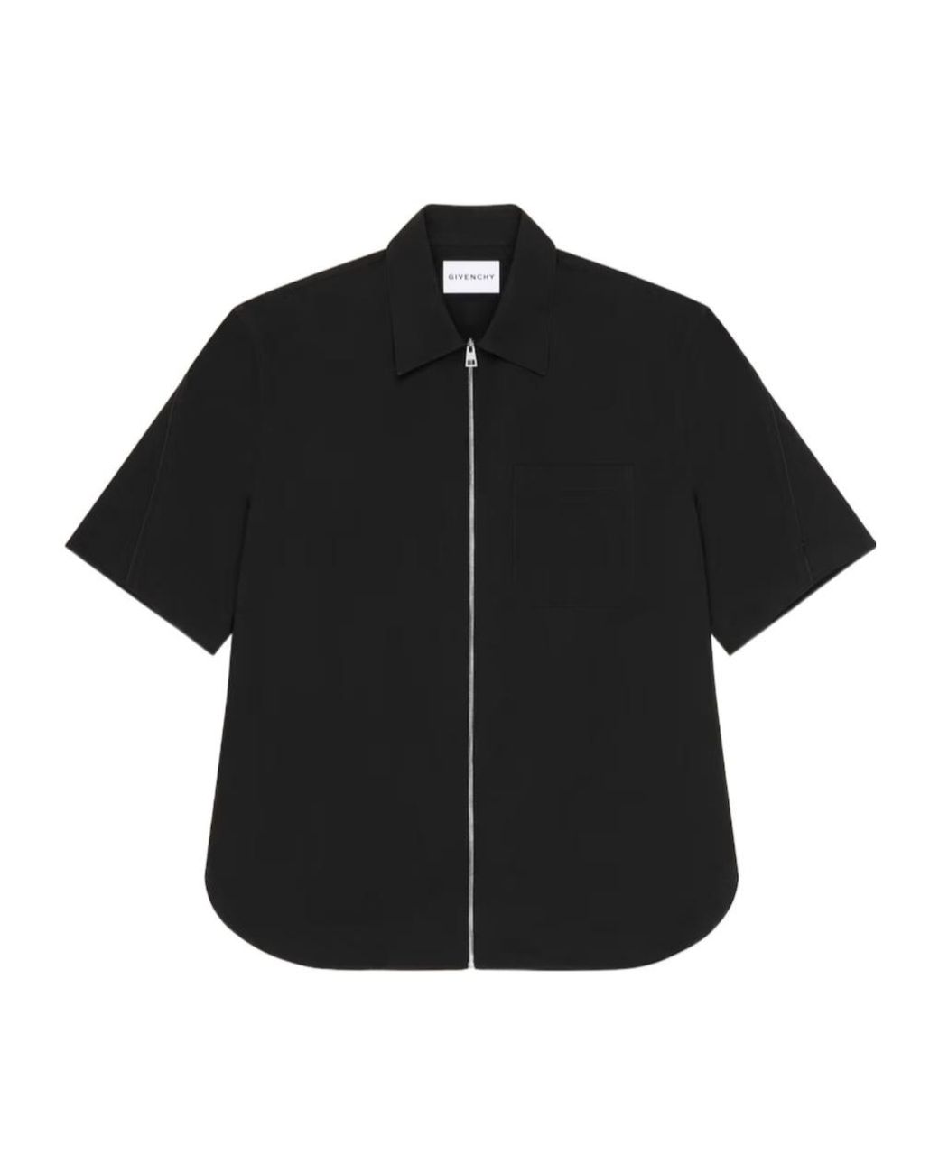 Givenchy Black Couture Seam Zip-Front Short-Sleeve Shirt for men