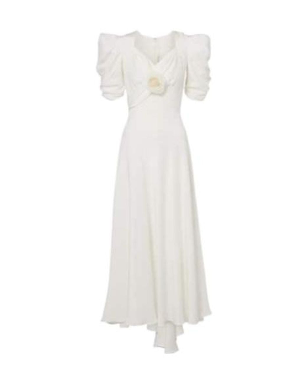Rodarte White Floral-Appliqué Silk Crêpe Gown