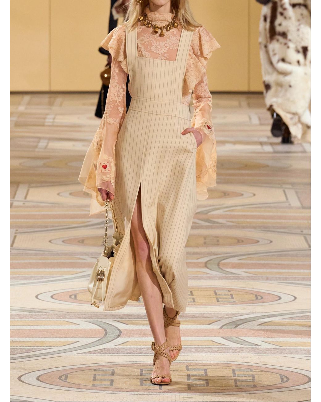 Zimmermann Natural Flared Sleeve Ruffled Lace Shirt