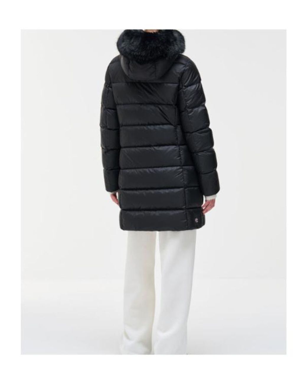 Colmar Black Fur-Trim Quilted Coat