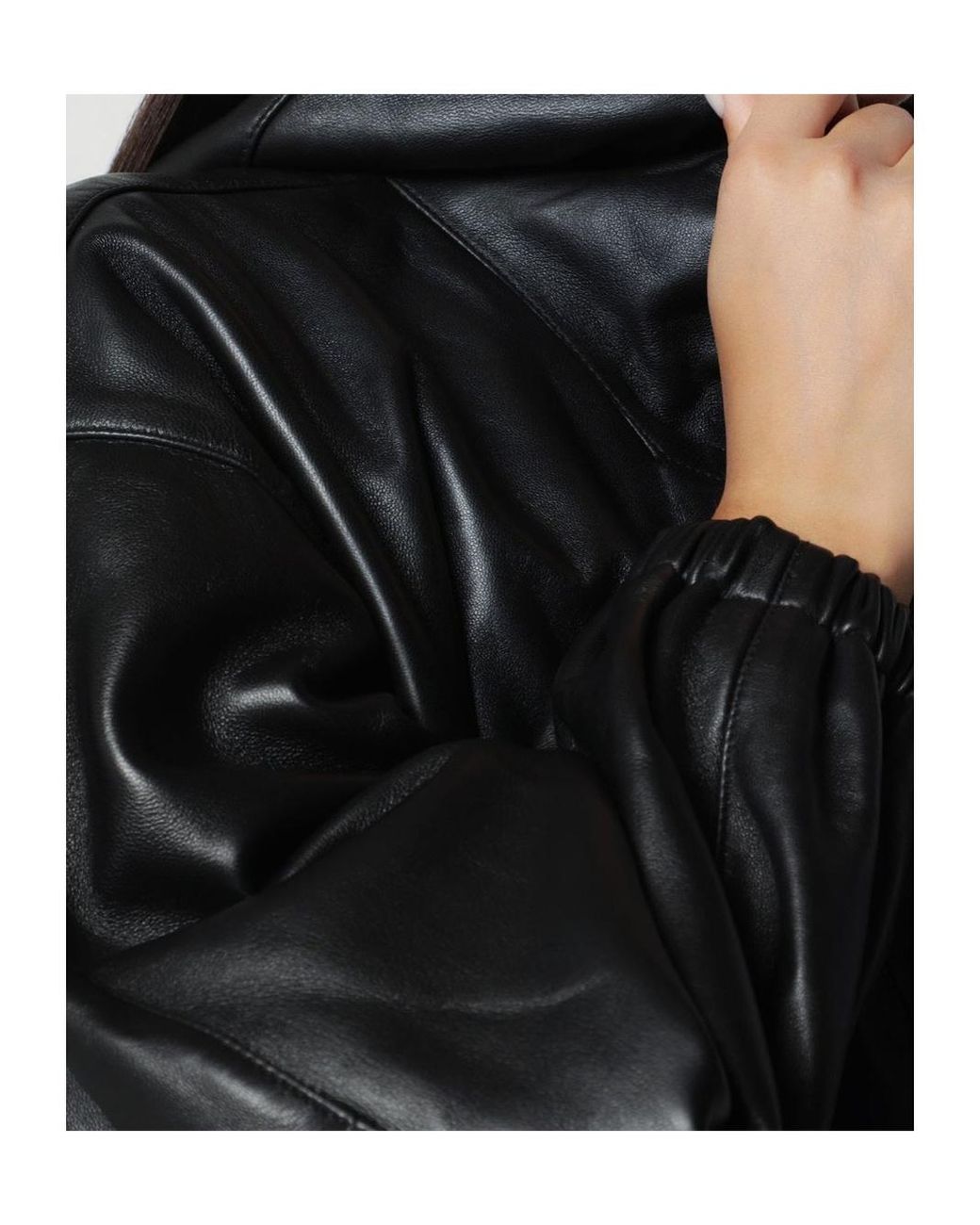Rohe Black Hooded Leather Jacket