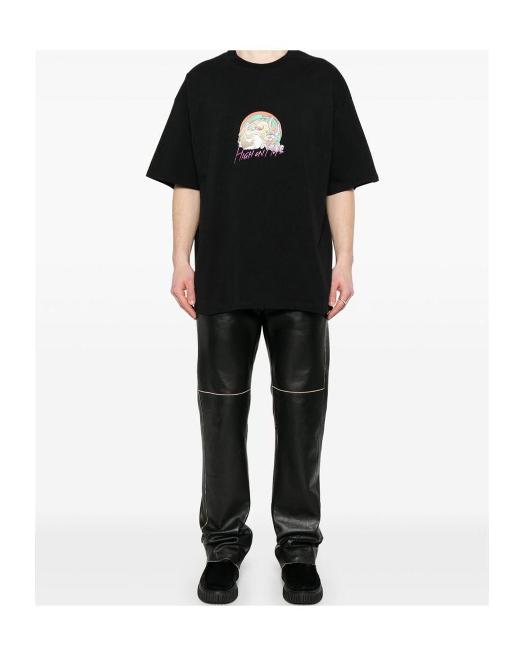 Martine Rose Black Graphic Printed Crewneck T-Shirt for men