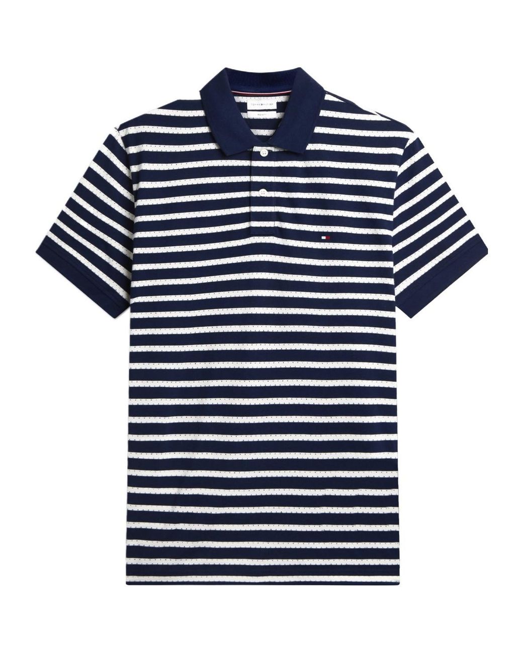 Tommy Hilfiger Blue Striped-Print Logo-Embroidered Polo Shirt for men