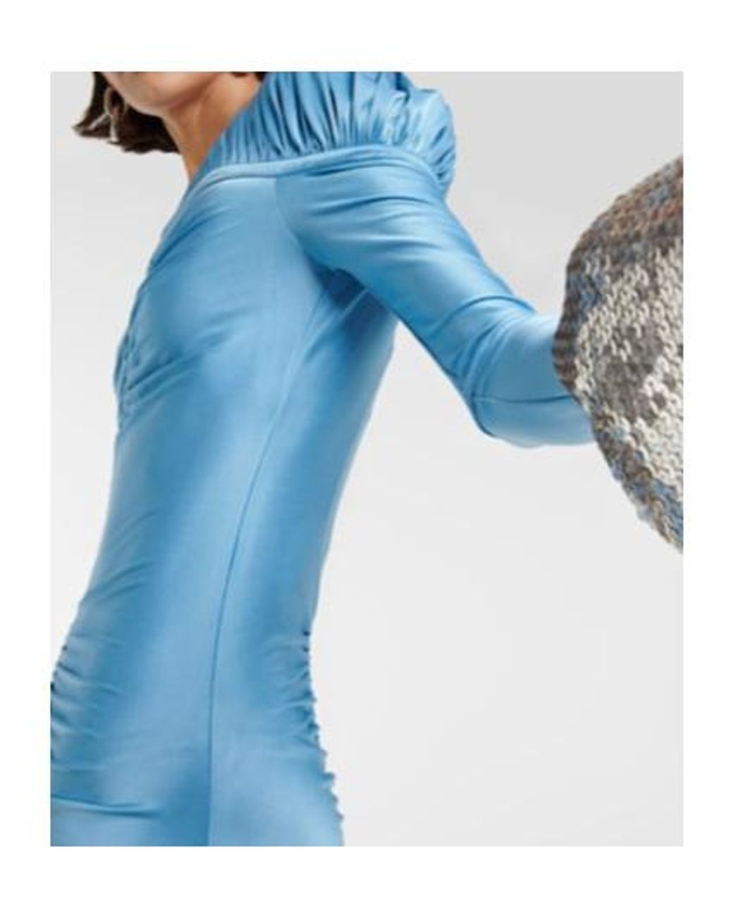 Rabanne Blue Embellished Pleated Metallic Wire Mini Dress