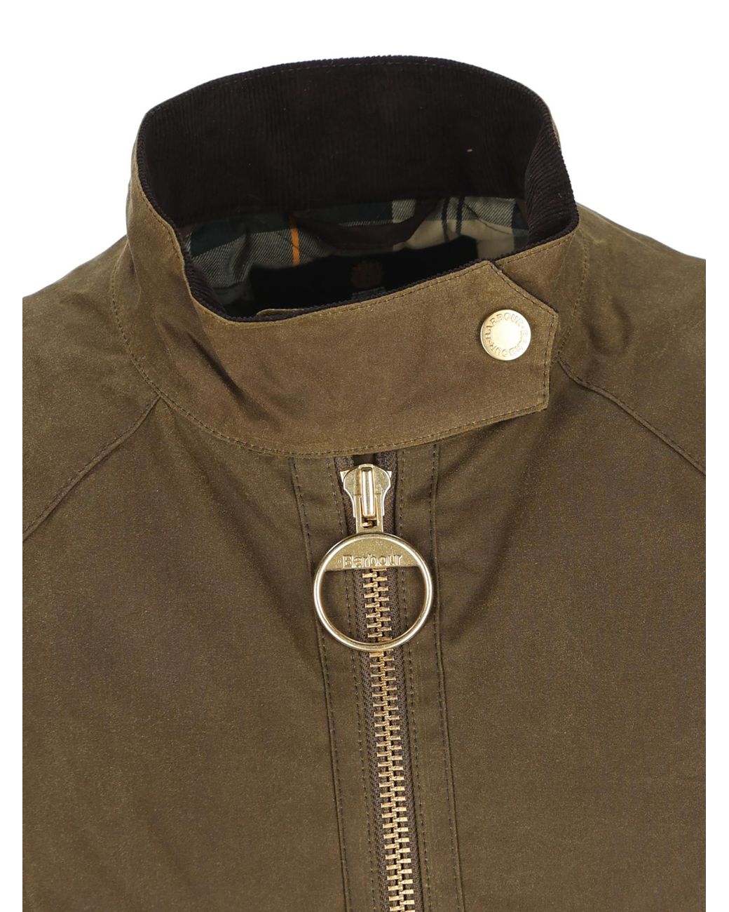 Barbour Brown Corduroy-Trim Zip-Fastening Jacket
