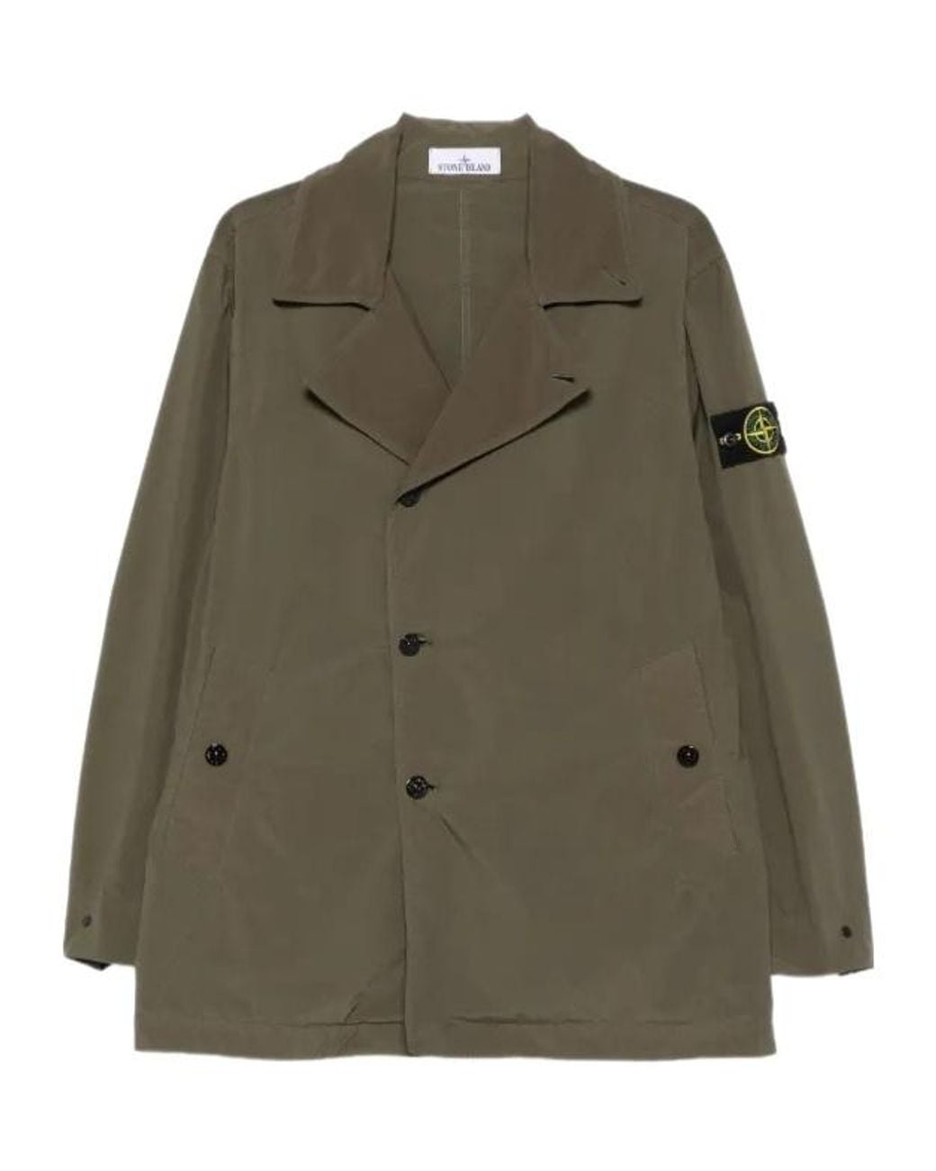 Stone Island Green Double-Breasted Coat for men