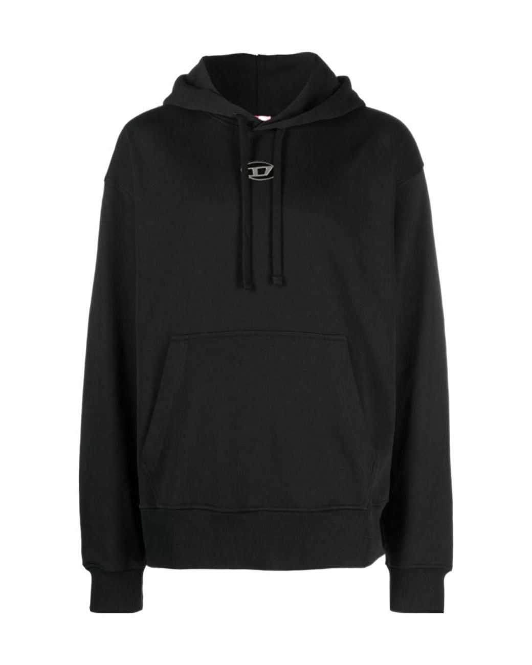 DIESEL Black Macs-Hood-Od Logo Plaque Hoodie for men