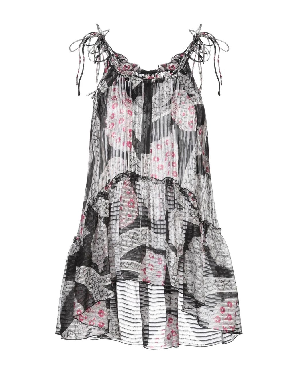 Isabel Marant Gray Colorful Sleeveless Chiffon Dress