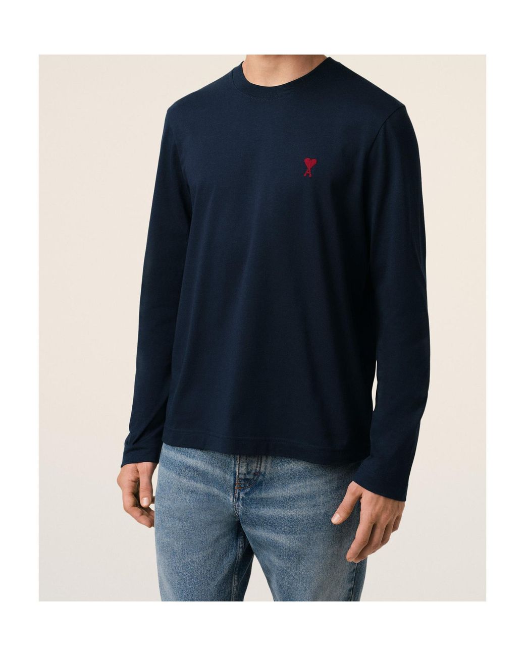 AMI Blue Ami De Coeur Long-Sleeved T-Shirt for men