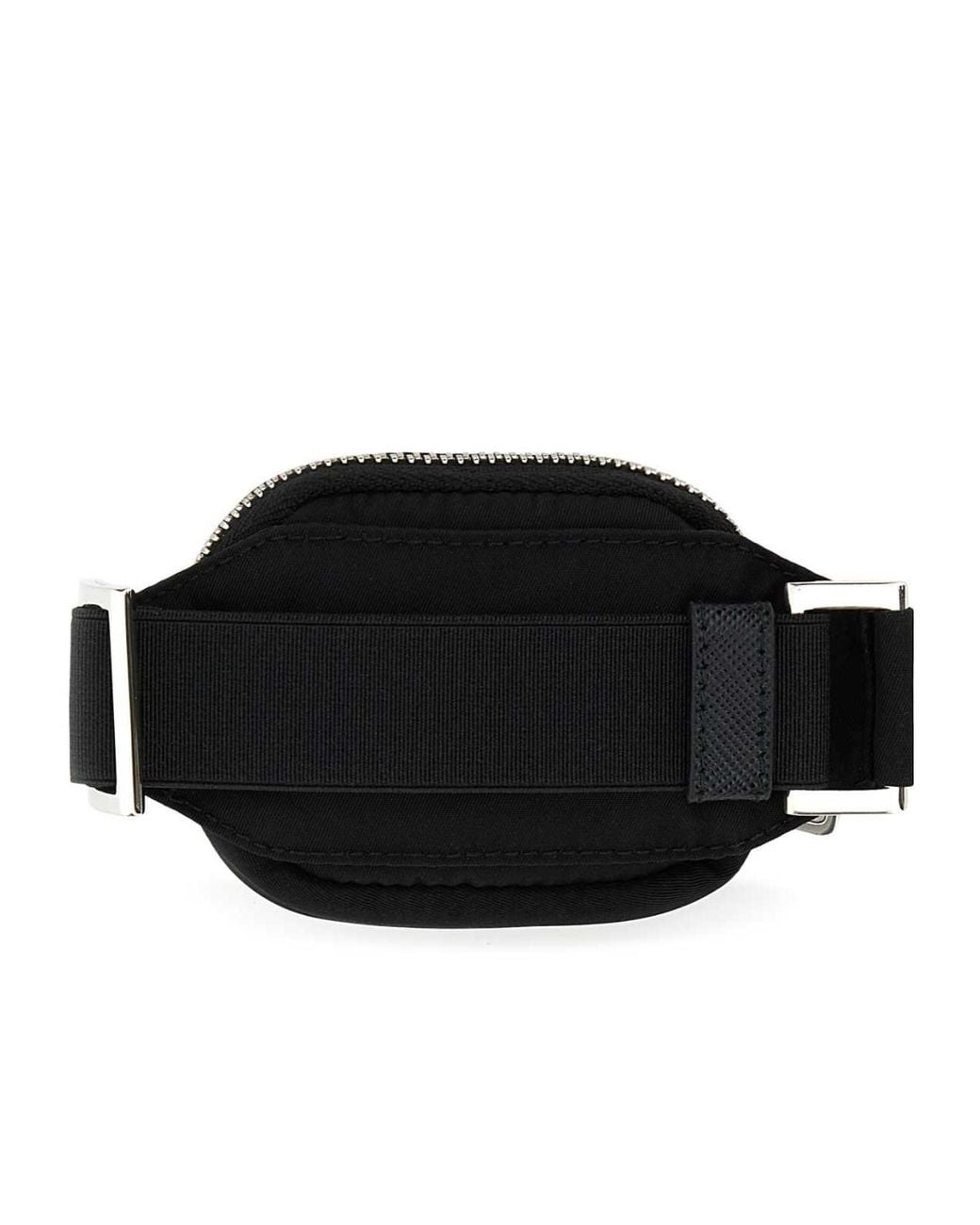 Prada Black Triangle-Logo Zipped Key Tag