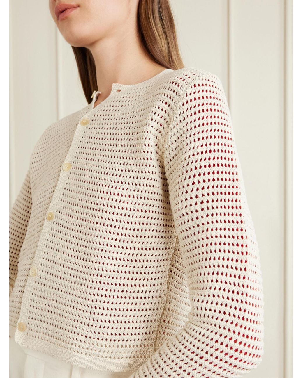 Auralee White Silk And Cotton-Blend Cardigan
