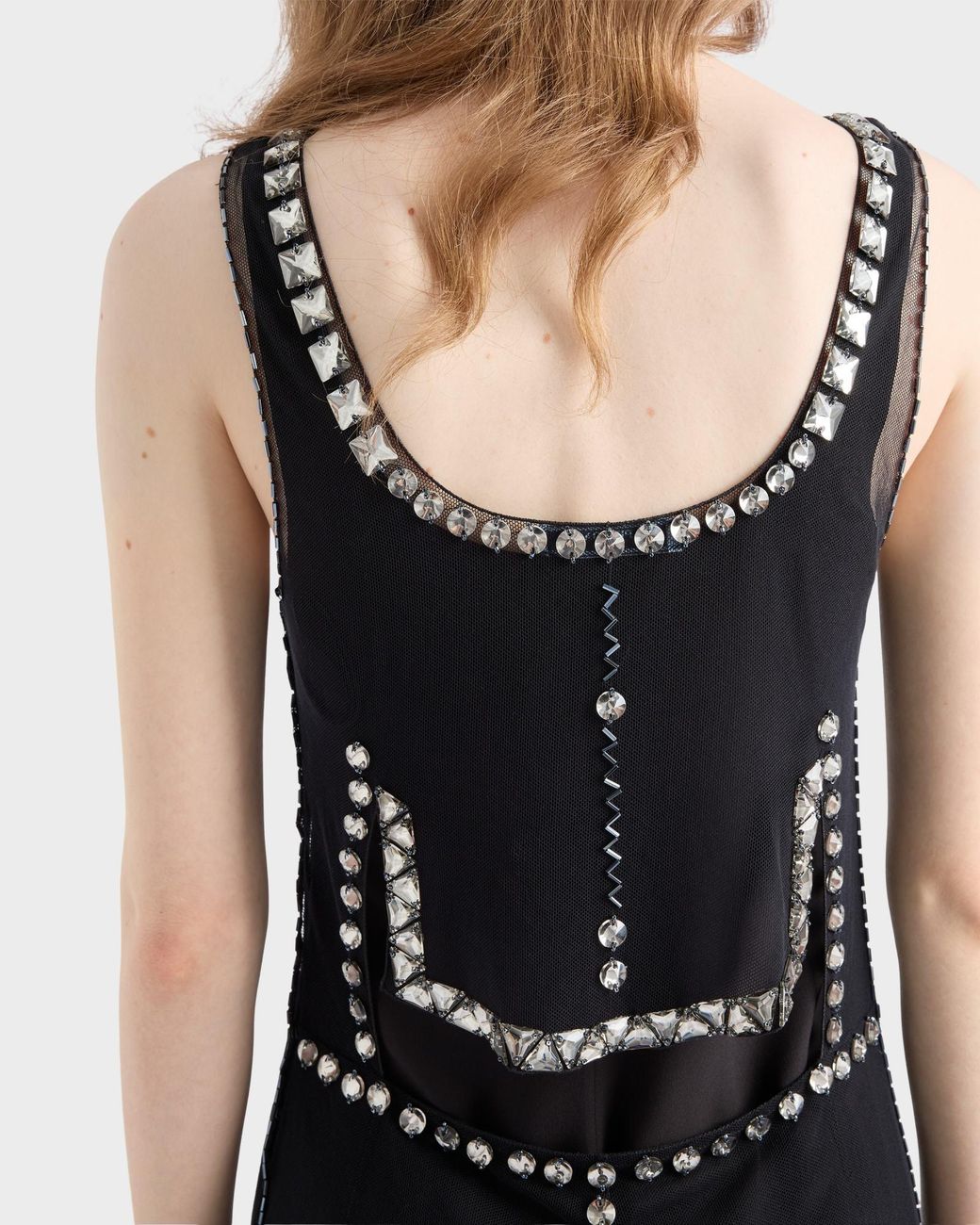 Prada Black Tulle Embellished Mini Dress