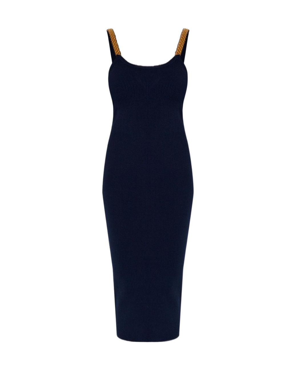 MICHAEL Michael Kors Blue Chain-Strap Ribbed-Knit Dress