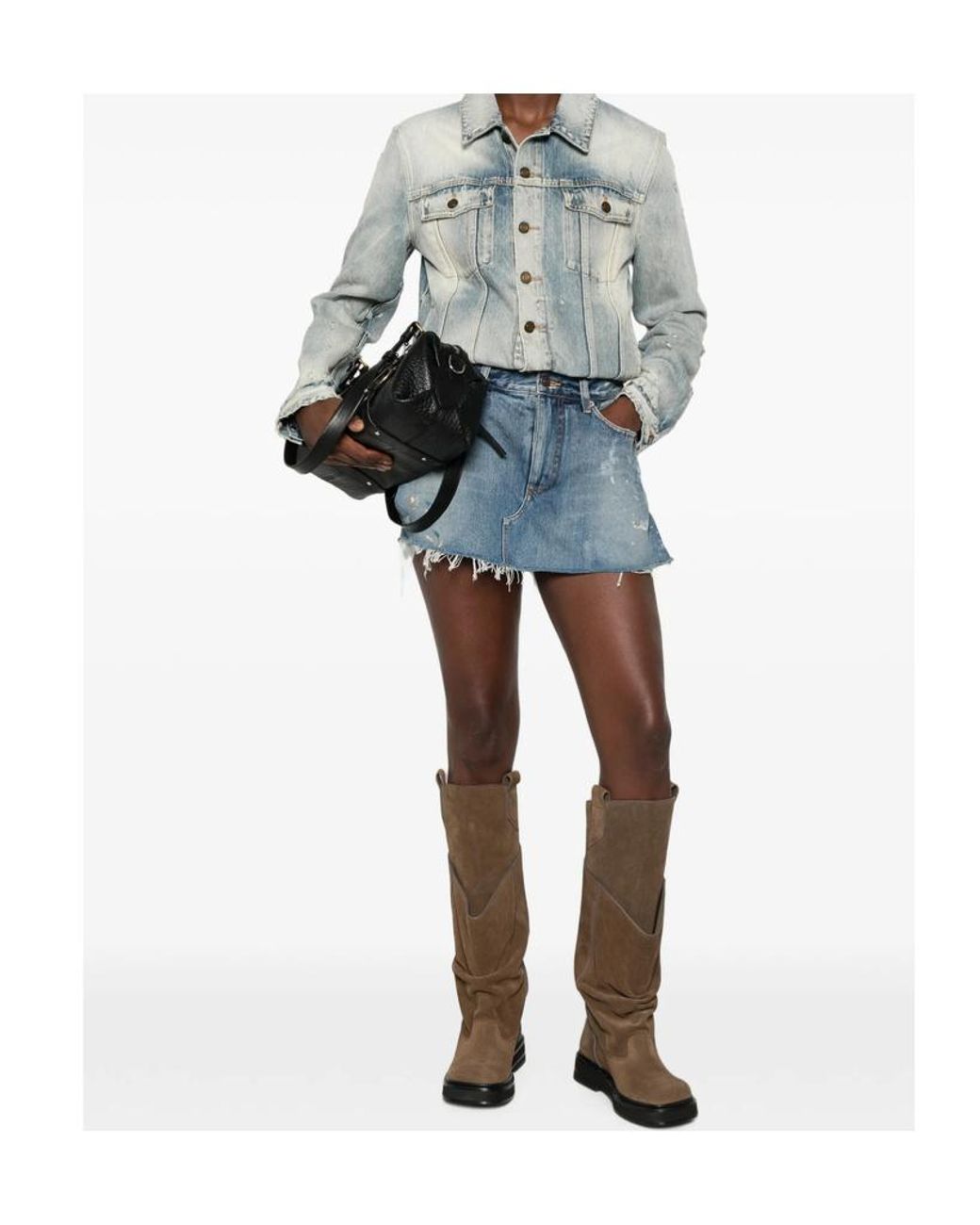 Balenciaga Blue Distressed Paint-Splatter Shorts