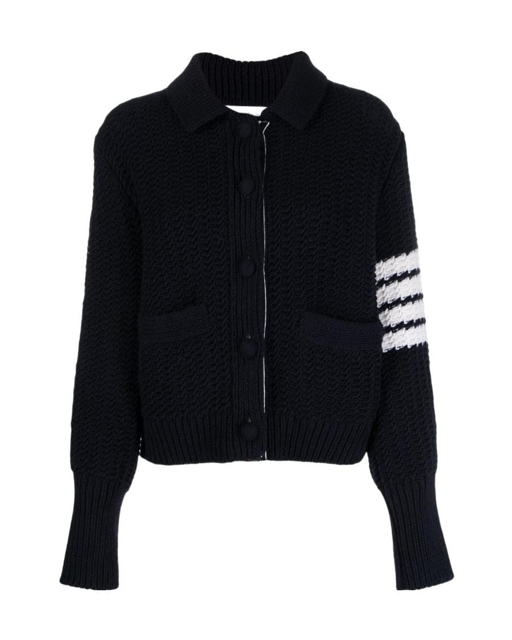 Thom Browne Black Chunky-Knit Merino-Wool Cardigan