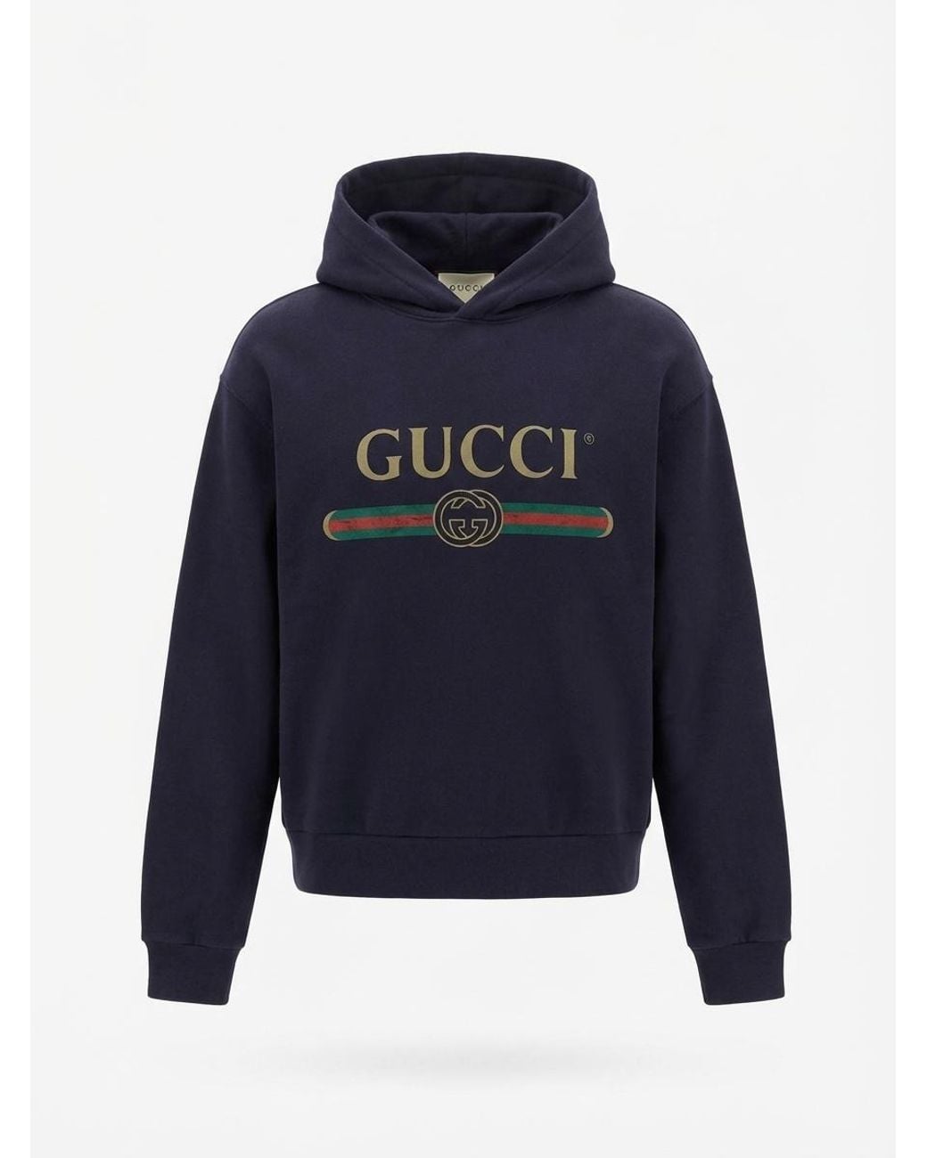Gucci Blue Logo Print Hoodie for men