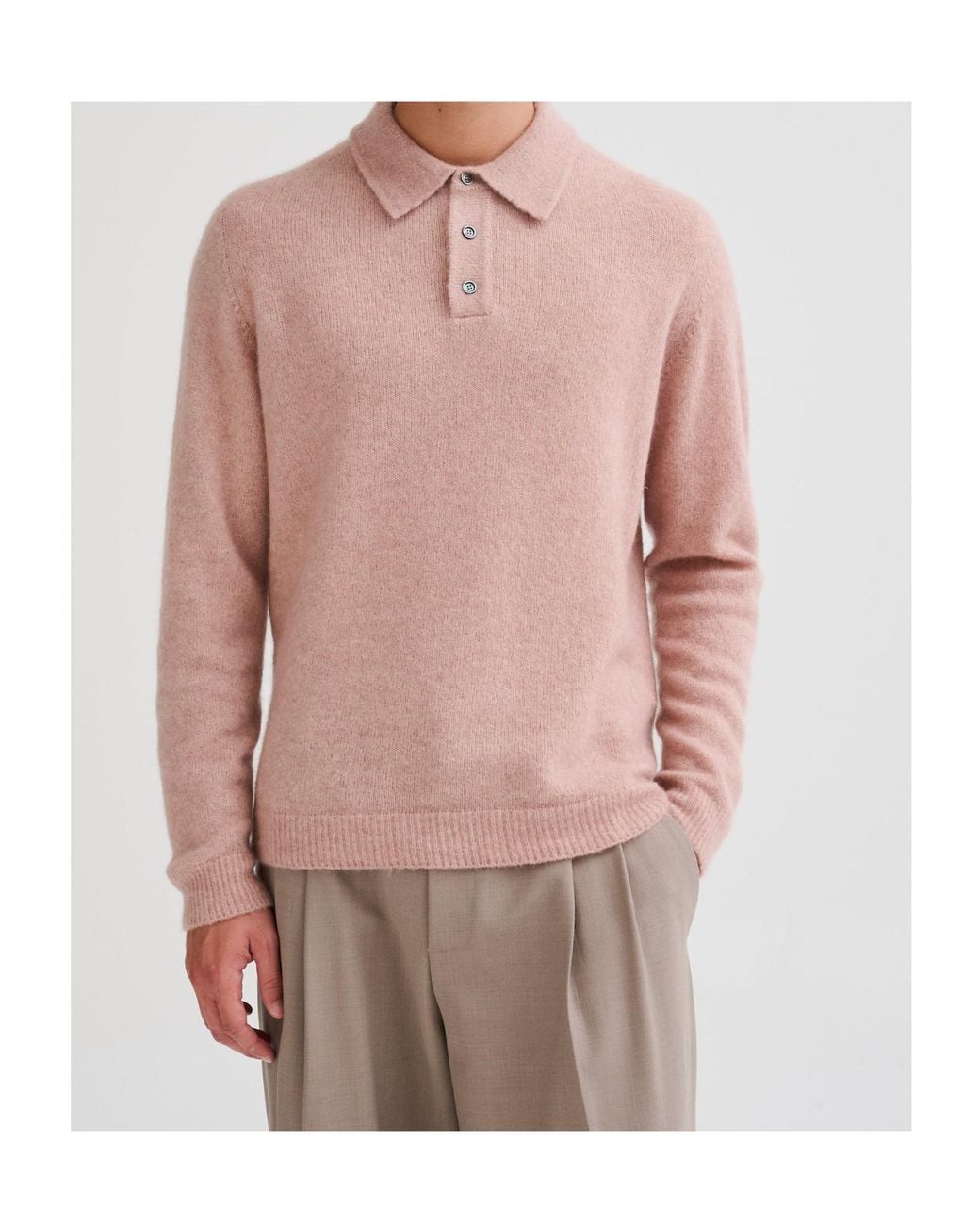 Roberto Collina Pink Long-Sleeve Polo Shirt for men