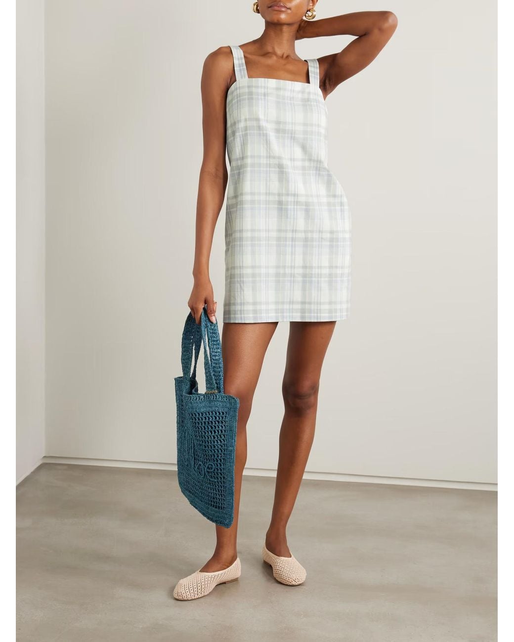Theory White Plaid Mini Dress
