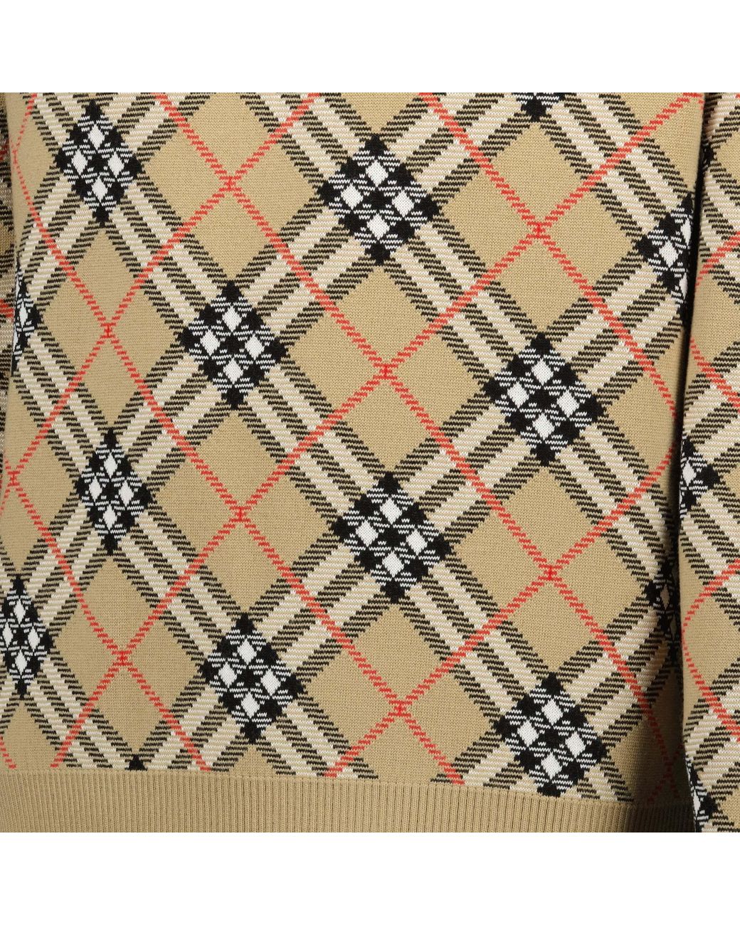 Burberry Brown Checked Crewneck Knitted Jumper for men