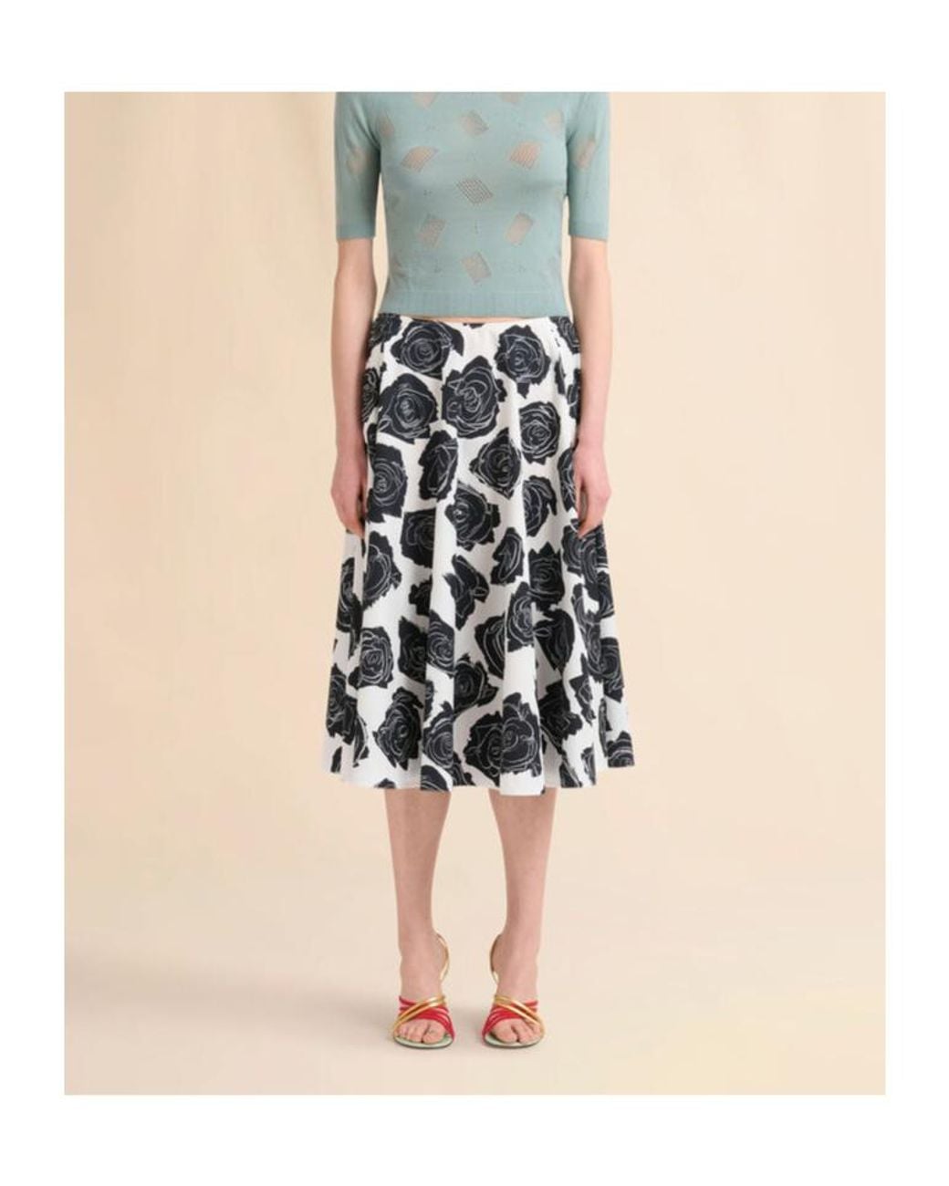 Marni Black Floral Printed Skirt