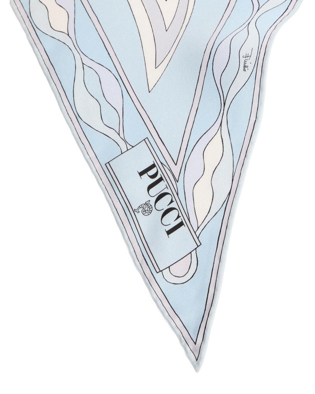 Emilio Pucci White Printed Triangular Scarf