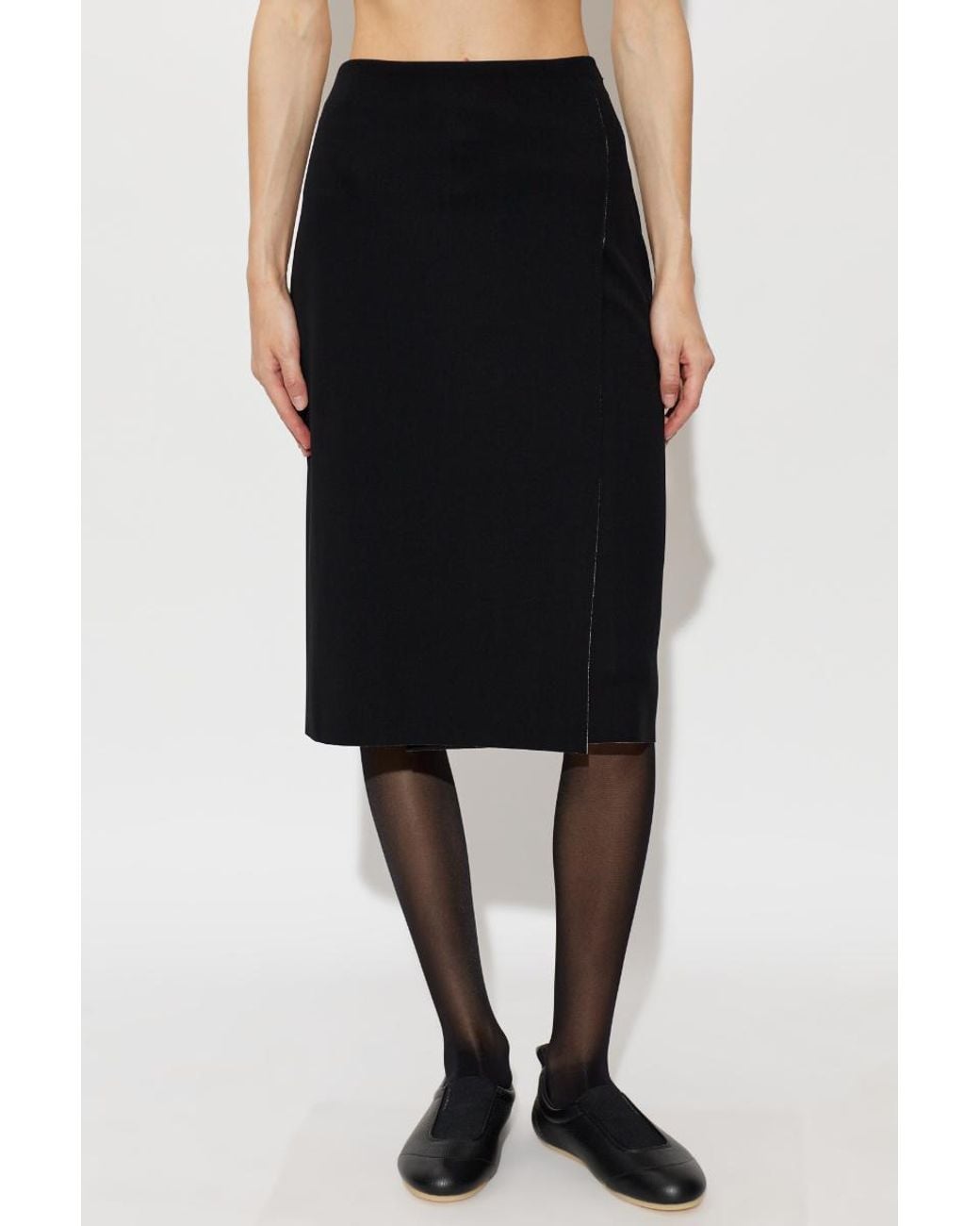 Jil Sander Black Raw-Edge Midi Skirt
