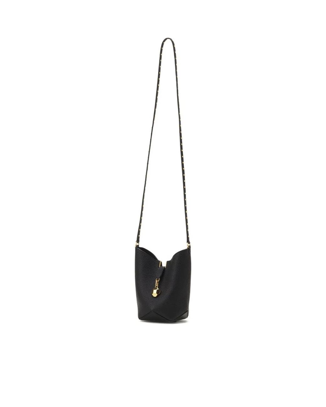 Lanvin Black Studded Drawstring Crossbody Bag