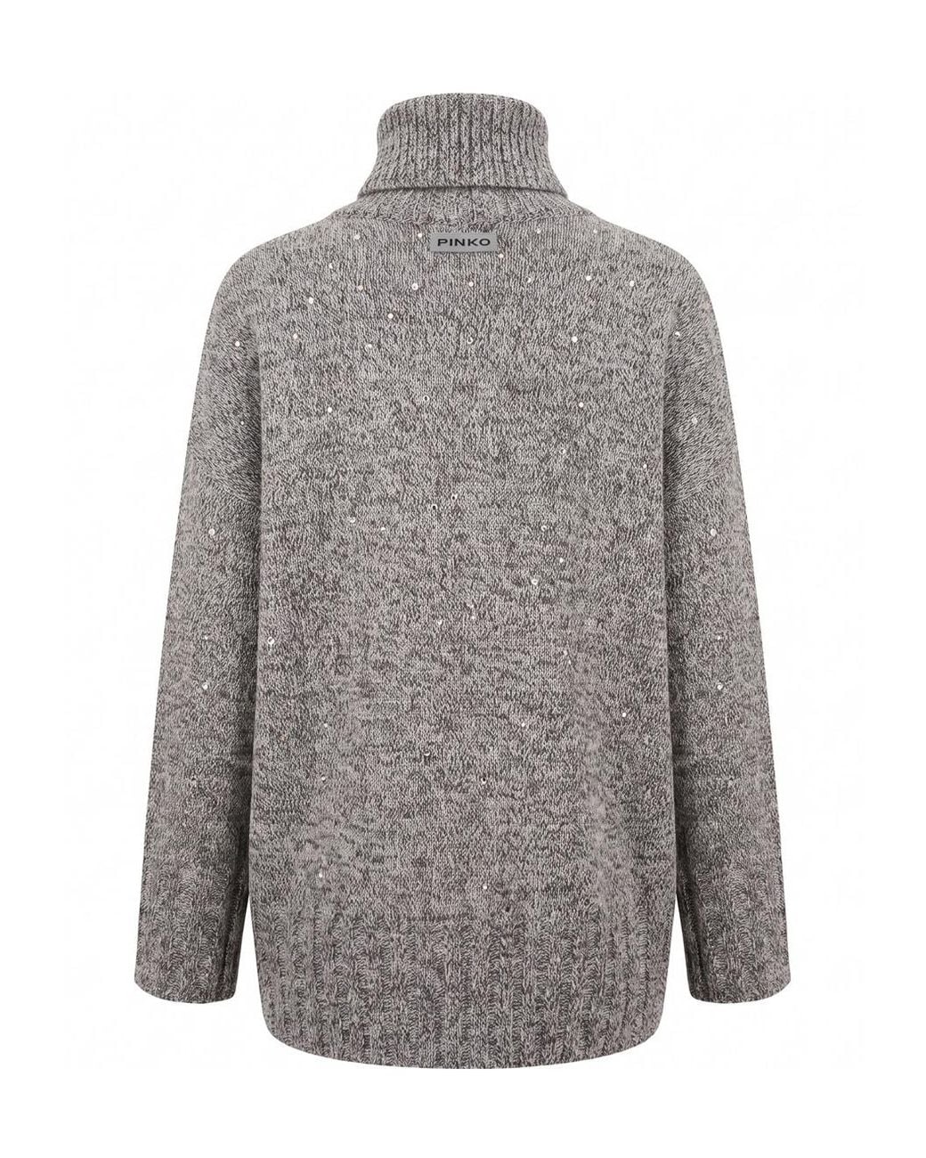 Pinko Gray Dresda Sequin-Embellished Knitted Jumper