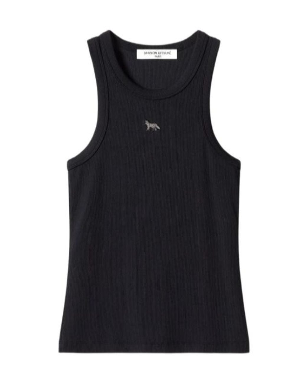 Maison Kitsuné Black Maison Kitsuné Baby Fox Ribbed Tank Top