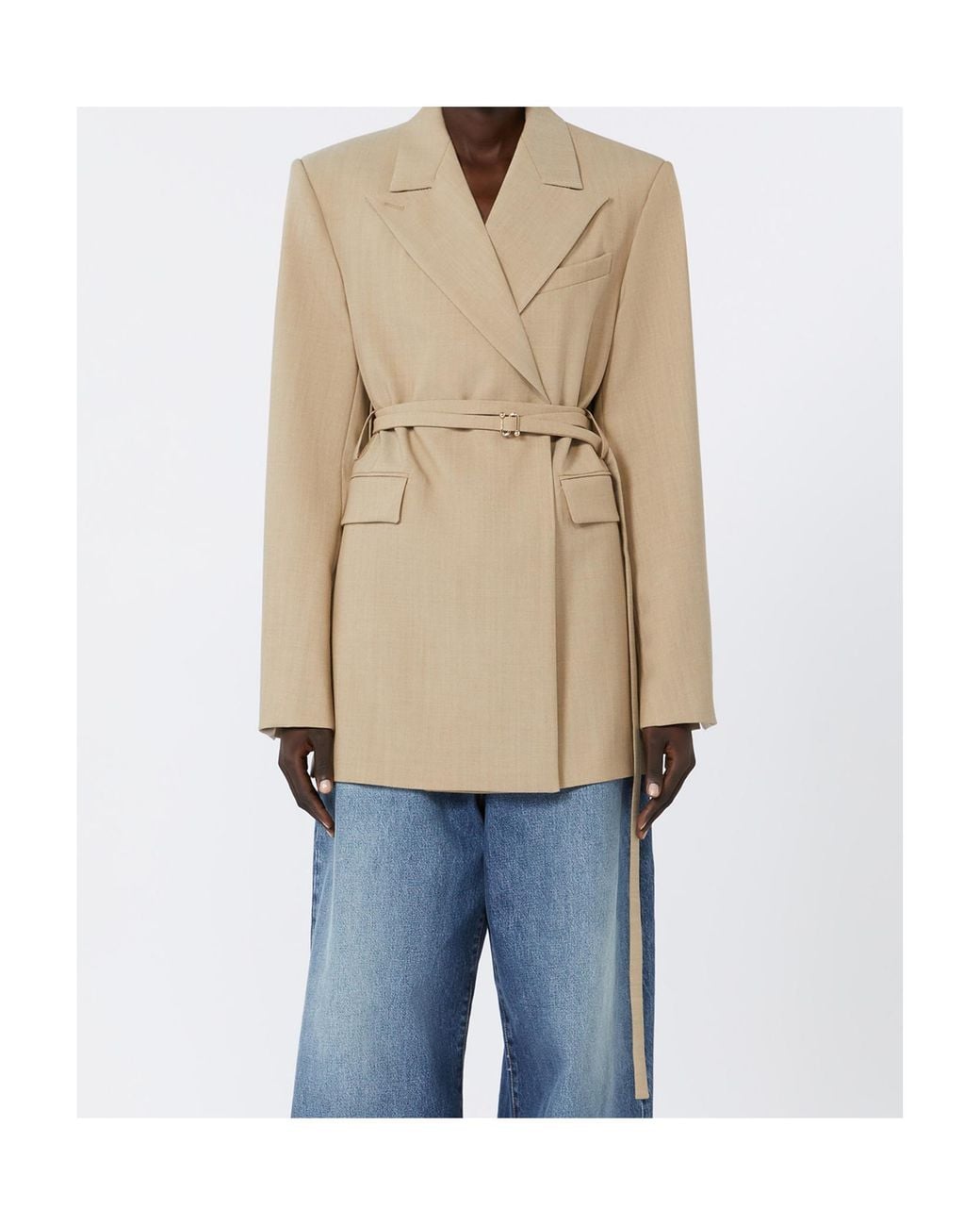 Sportmax Natural Tubinga Long Double-Breasted Blazer
