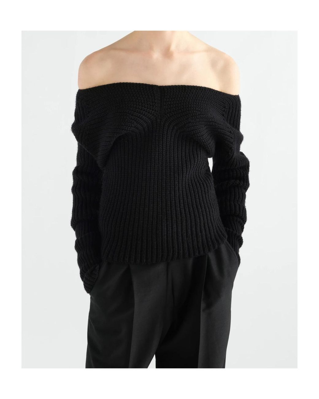 Lemaire Black Off-Shoulder Sweater