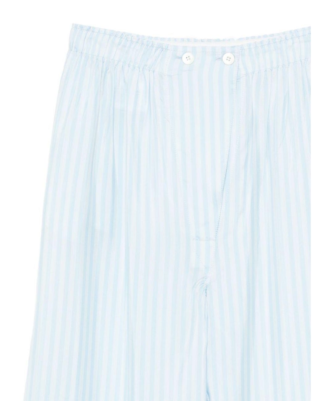 Prada Blue Cotton Blend Trousers