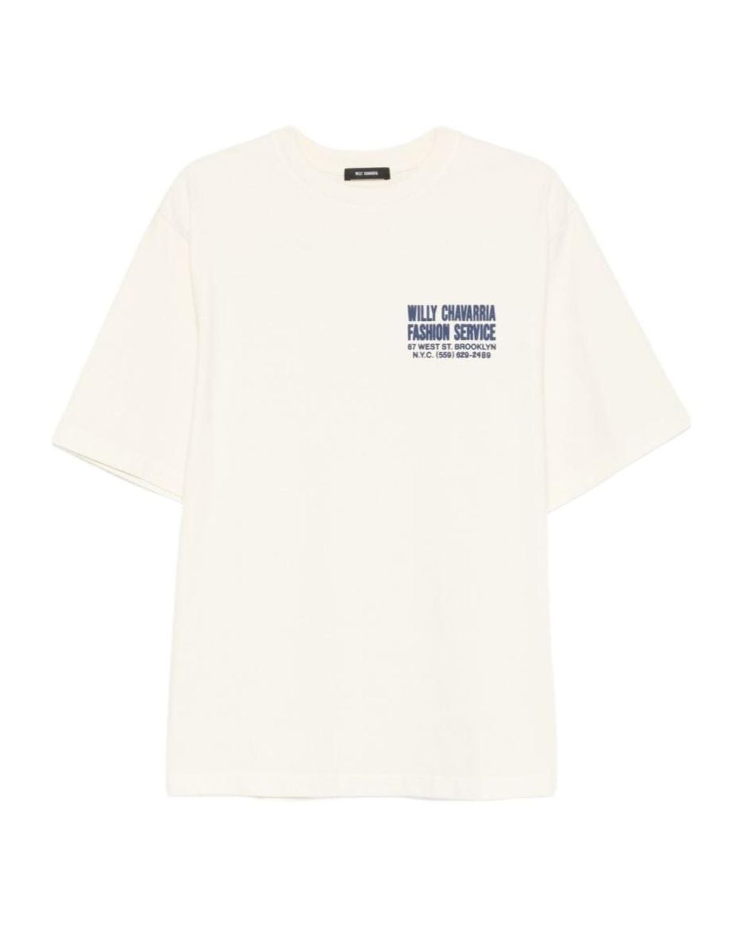 Willy Chavarria White Fashion Service Logo T-Shirt for men